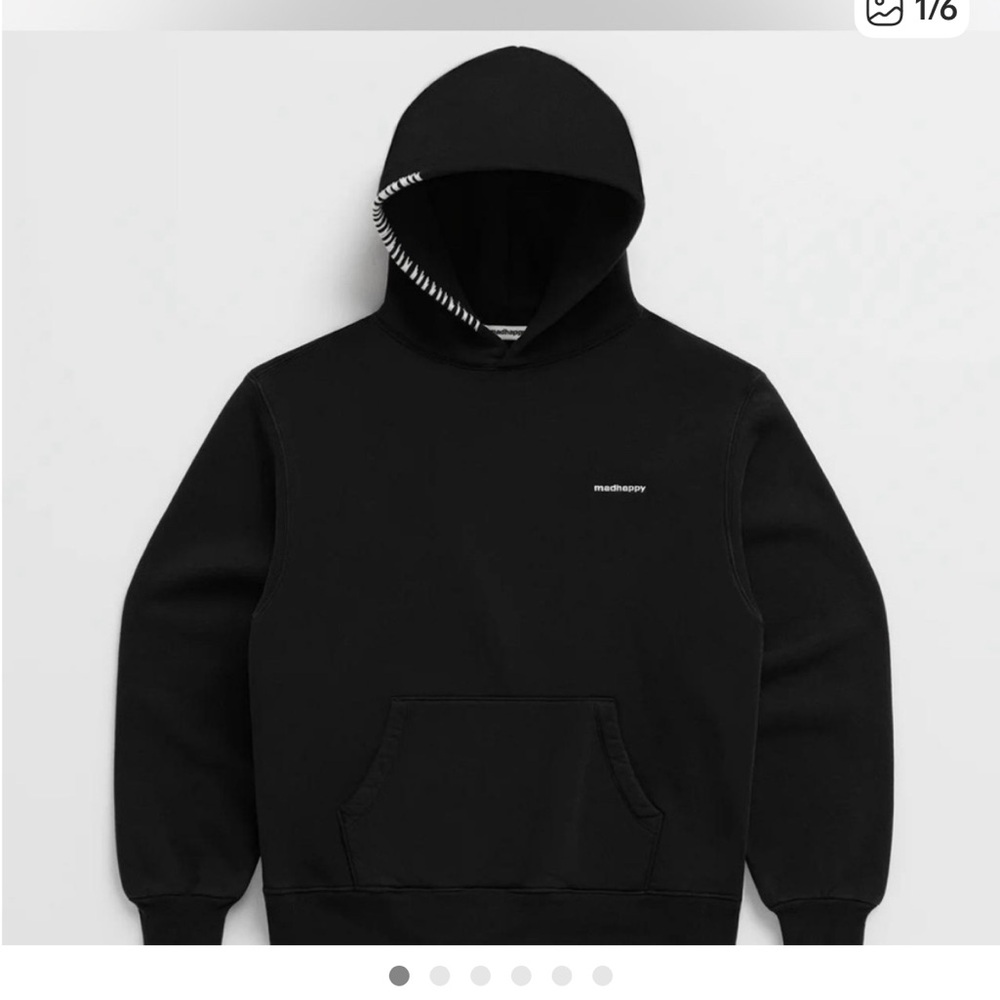 Madhappy Black Pullover Hoodie with White Tag Detail